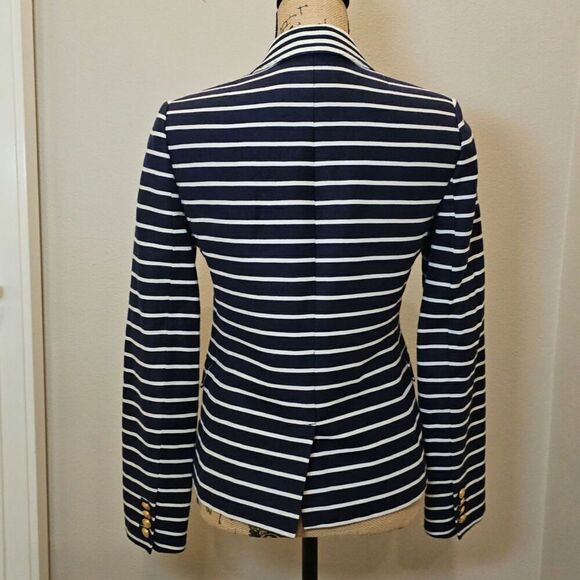 J. Crew Classic Schoolboy White/Navy Mixed Stripes Blazer Size 2 - Picture 8 of 12